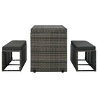 Set de comedor de jardín 3 pzs y cojines ratán sintético gris