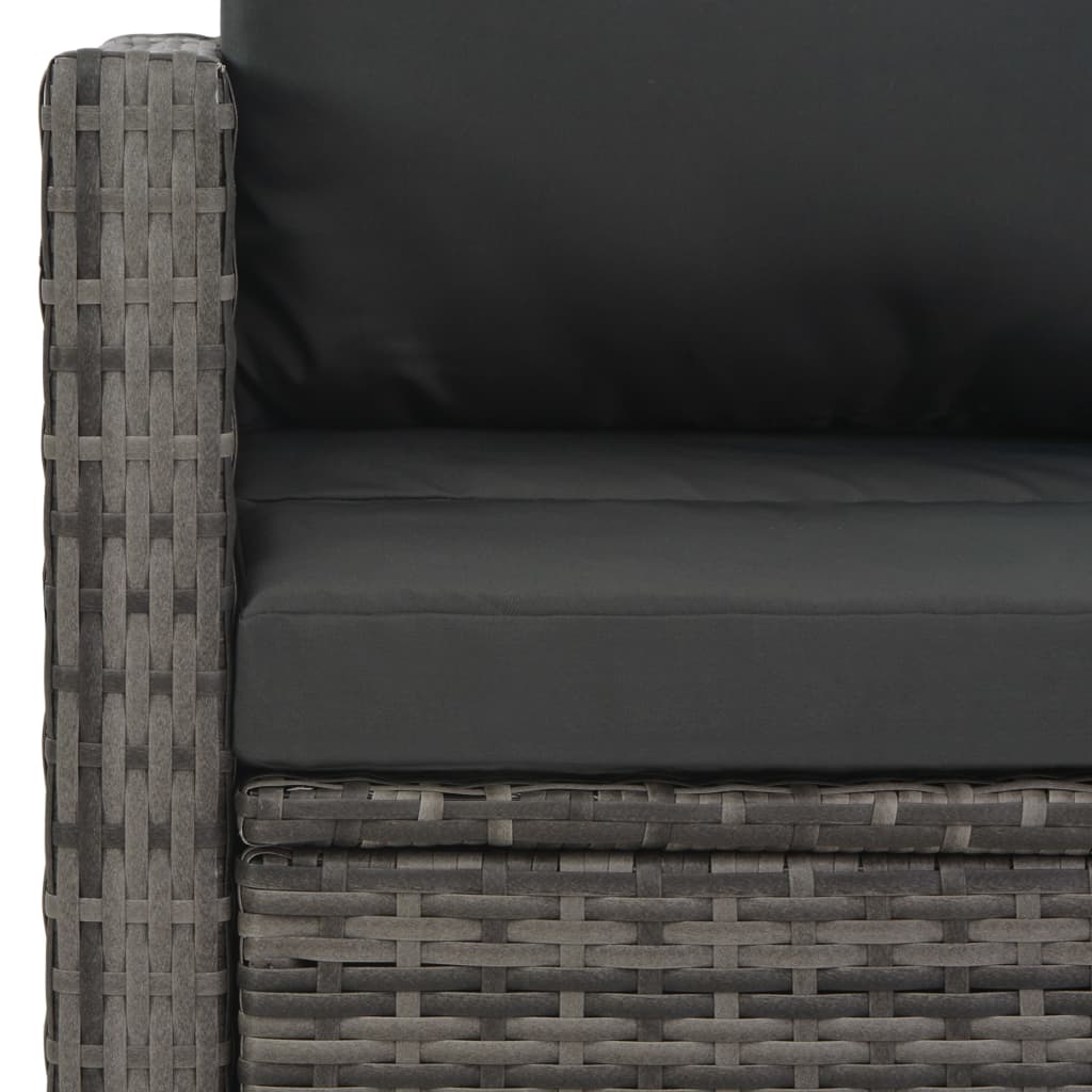 Set de comedor de jardín 3 pzs y cojines ratán sintético gris