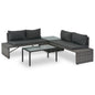 Conjunto de sala para jardim 3 pçs e almofadas rotim sintético cinzento