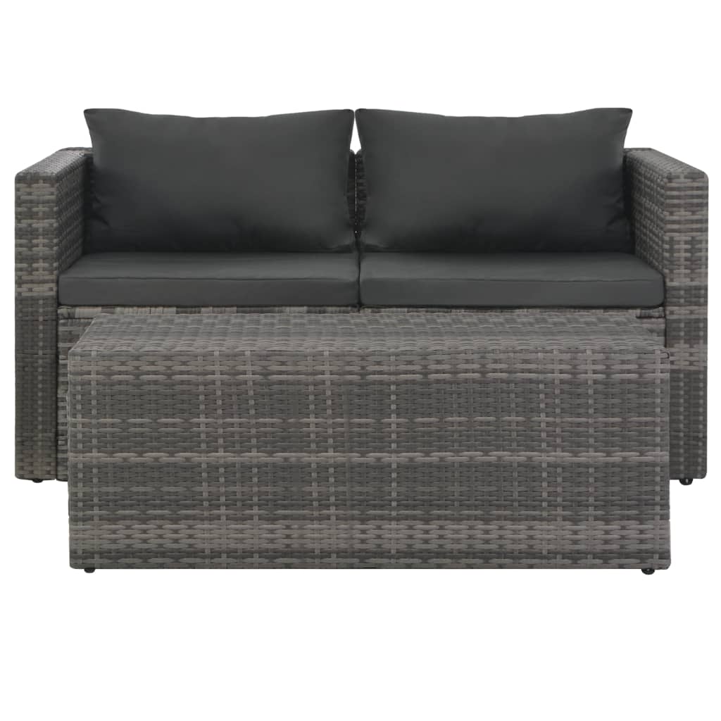 Set de salón para jardín 6 pzs y cojines ratán sintético gris