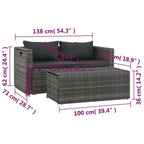Set de salón para jardín 6 pzs y cojines ratán sintético gris
