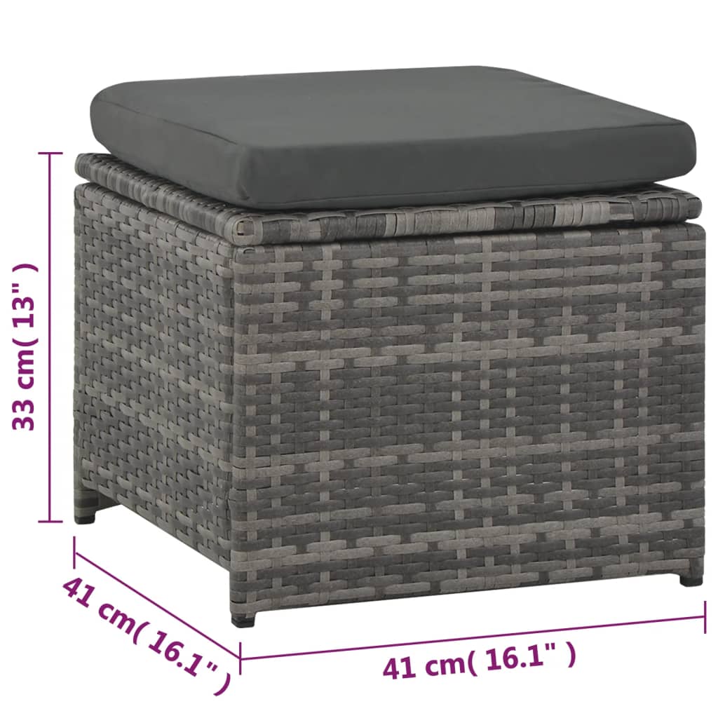 Set de salón para jardín 6 pzs y cojines ratán sintético gris