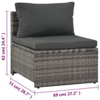 Set de salón para jardín 6 pzs y cojines ratán sintético gris