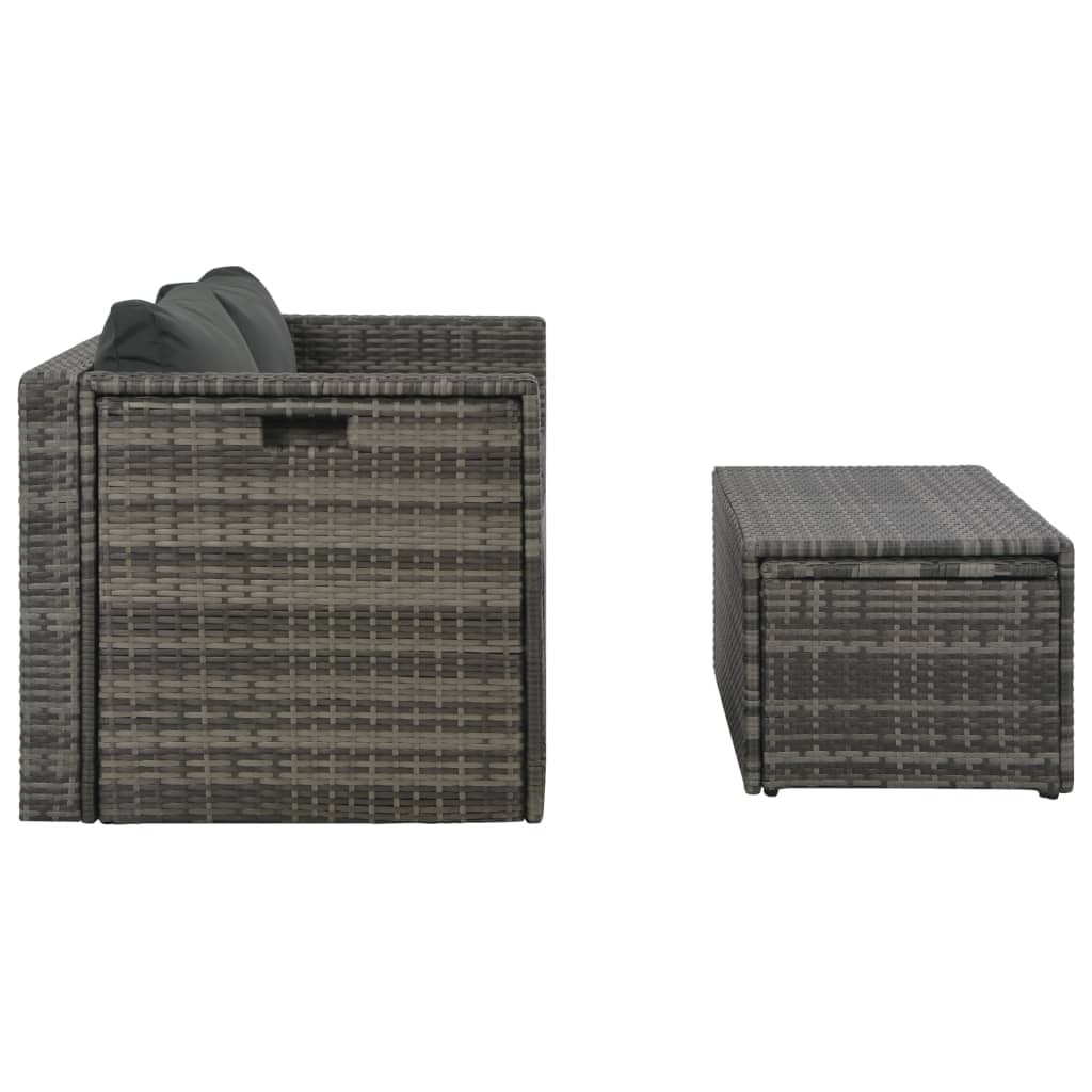 Set de salón para jardín 6 pzs y cojines ratán sintético gris