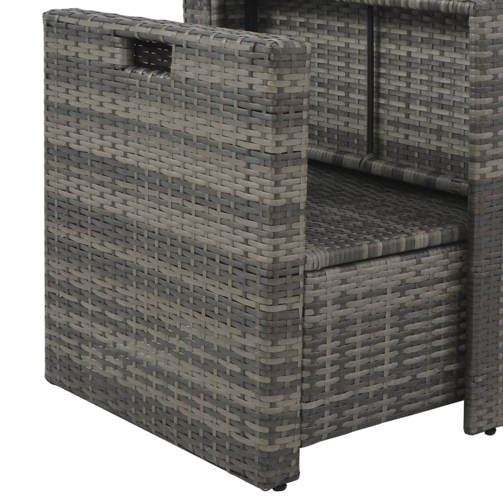 Set de salón para jardín 6 pzs y cojines ratán sintético gris