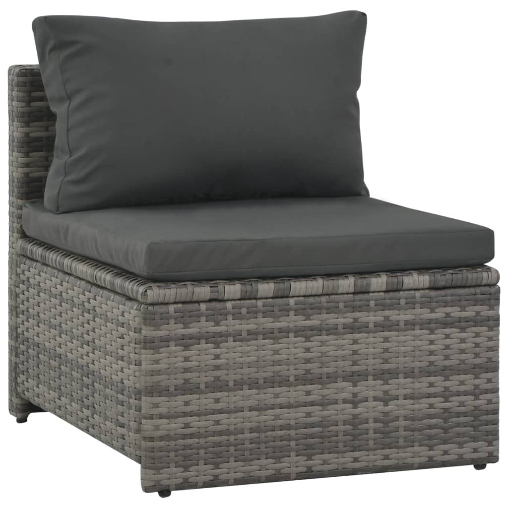Set de salón para jardín 6 pzs y cojines ratán sintético gris