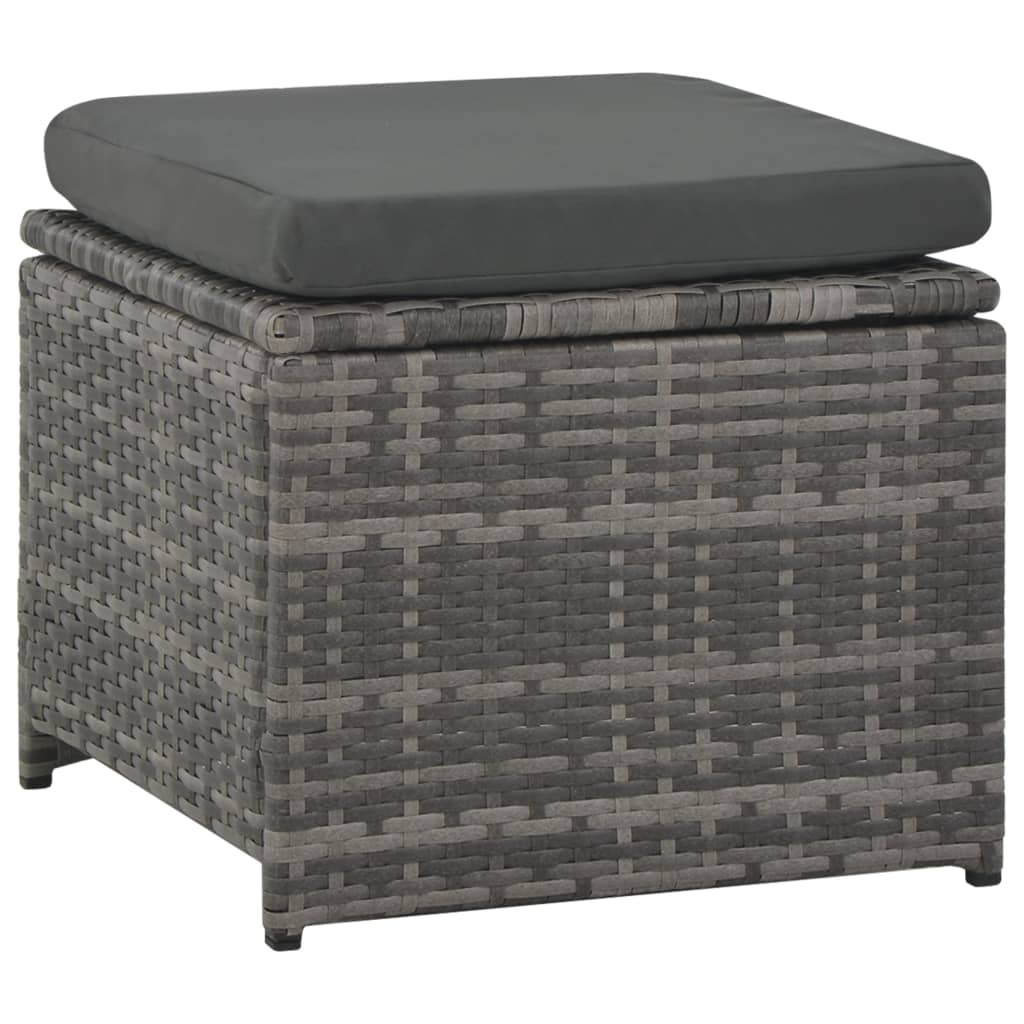 Set de salón para jardín 6 pzs y cojines ratán sintético gris