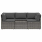 Set de salón para jardín 4 pzs y cojines ratán sintético gris