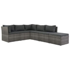 Set de salón para jardín 4 pzs y cojines ratán sintético gris