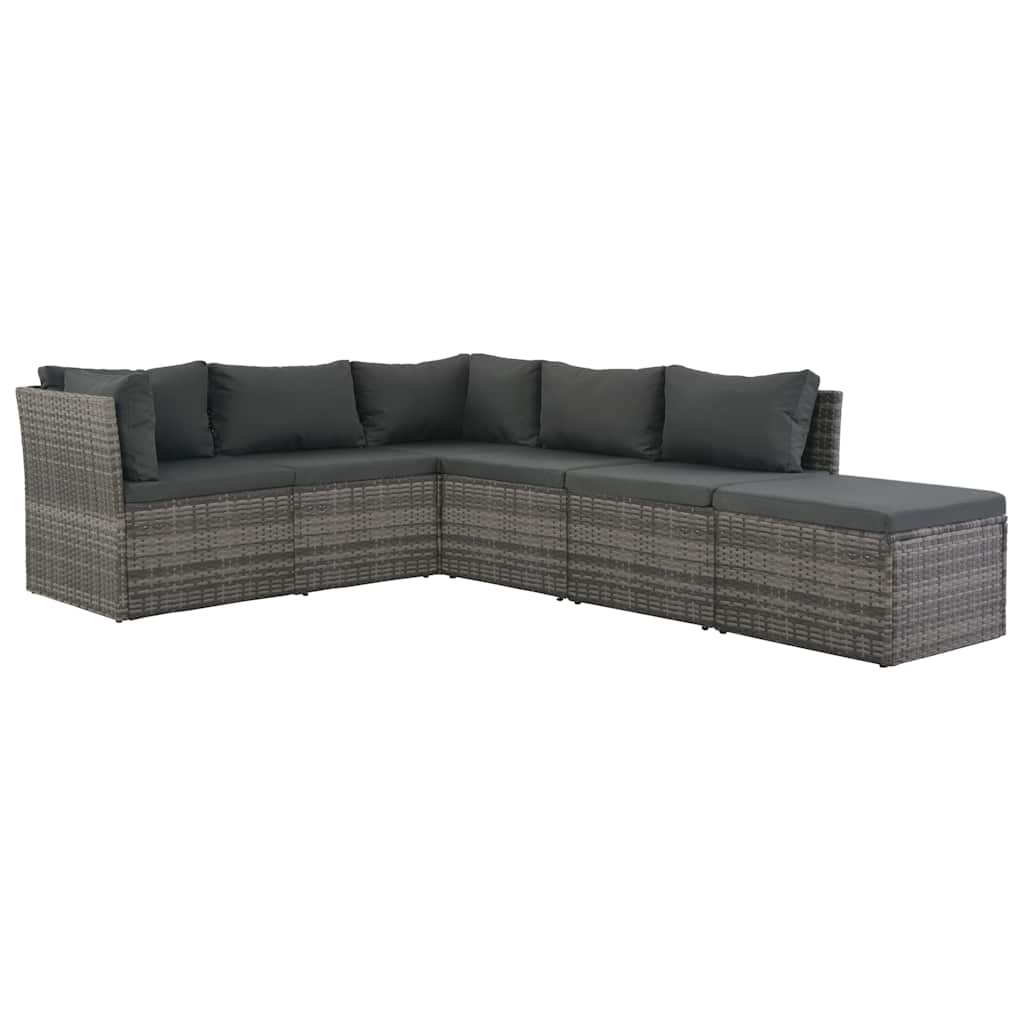 Set de salón para jardín 4 pzs y cojines ratán sintético gris