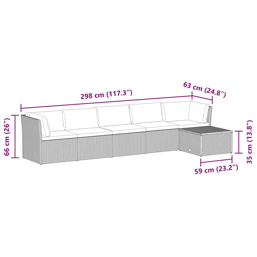 Set de salón para jardín 4 pzs y cojines ratán sintético gris