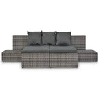 Set de muebles de jardín 4 pzas y cojines ratán sintético gris