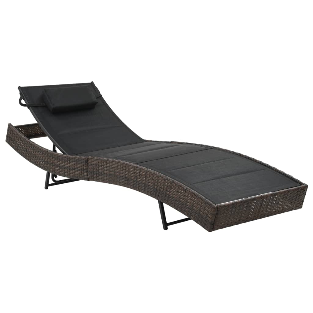 Brown PE Rattan Sunlounger with Cushion