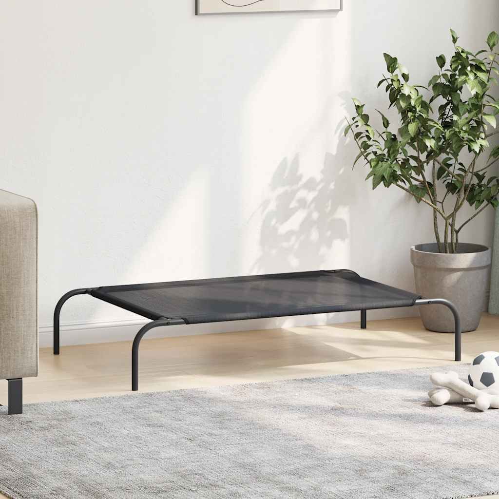 Cama de perro elevada negra textilene L