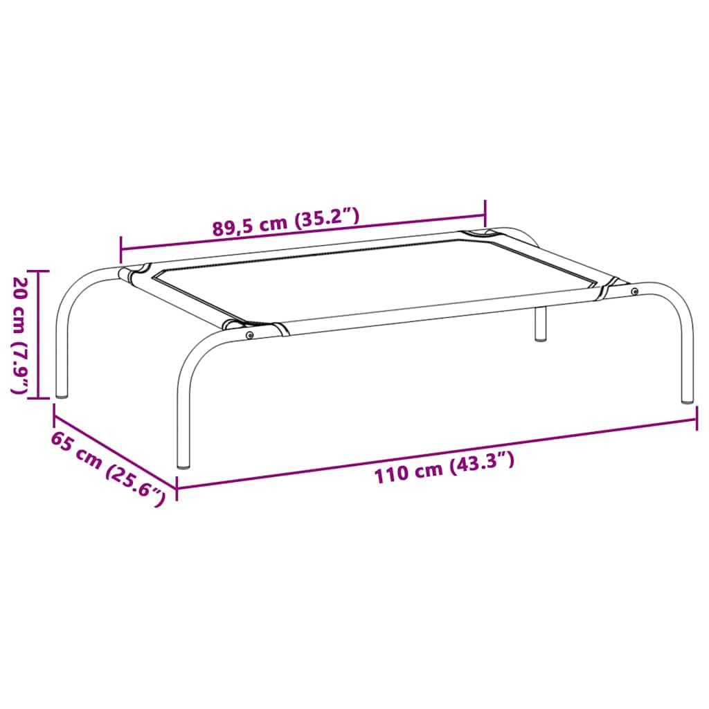 Cama de perro elevada negra textilene L