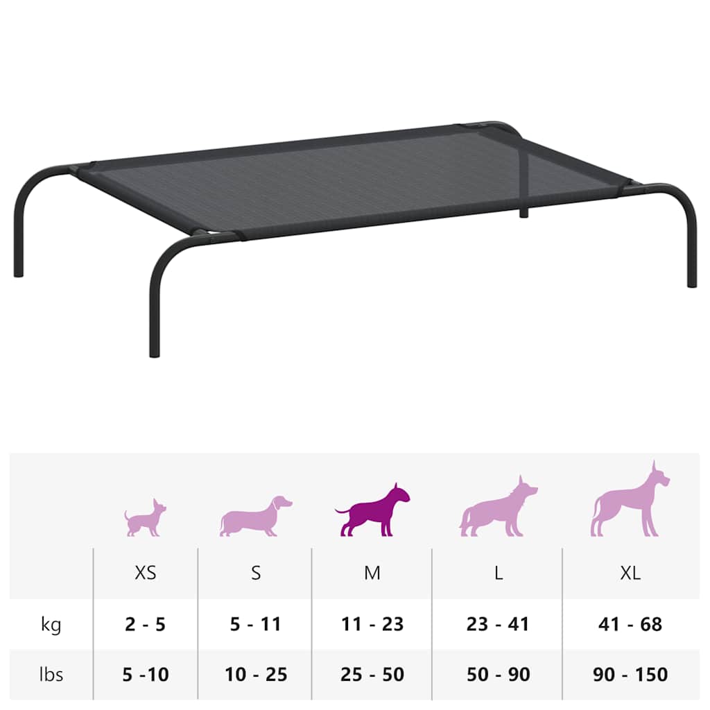 Cama de perro elevada negra textilene L