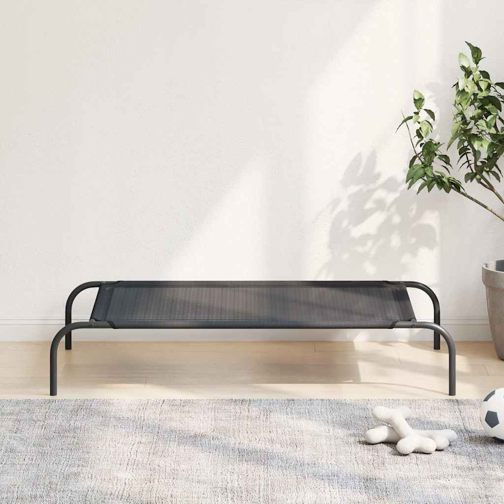Cama de cão elevada preta textilene L