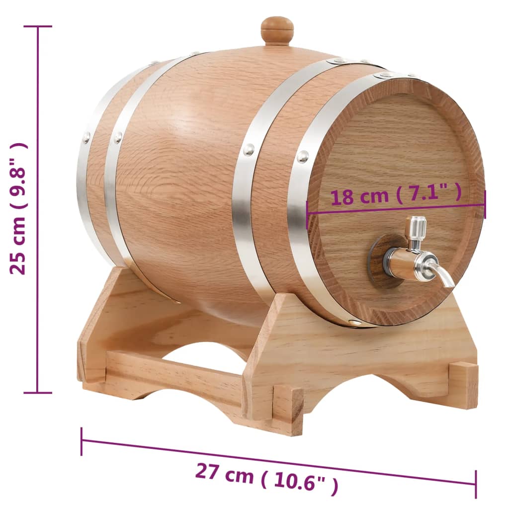 Barril de vino con grifo madera roble macizo 6 L