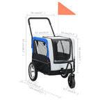 Remolque de bicicleta para mascotas cochecito 2 en 1 gris azul