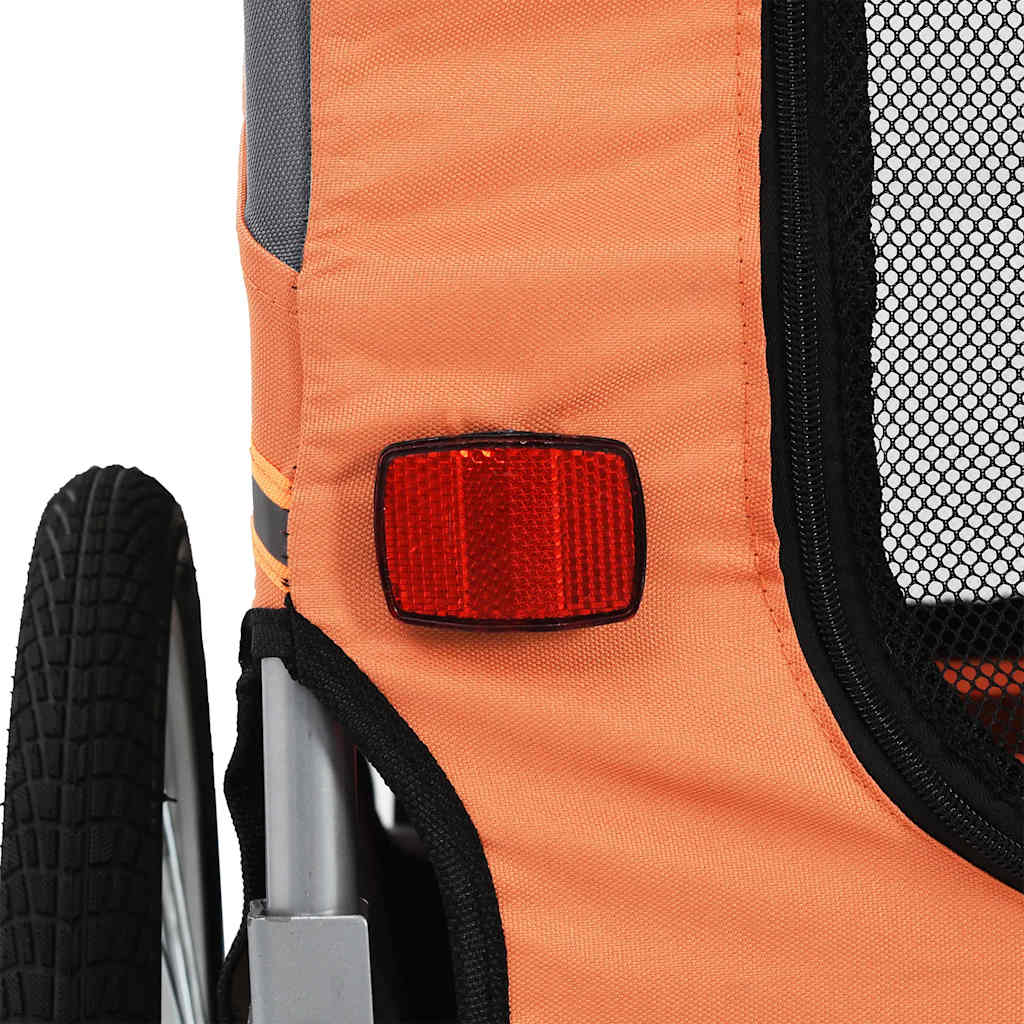 Remolque de bicicleta para mascotas naranja y gris