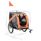 Remolque de bicicleta para mascotas naranja y gris