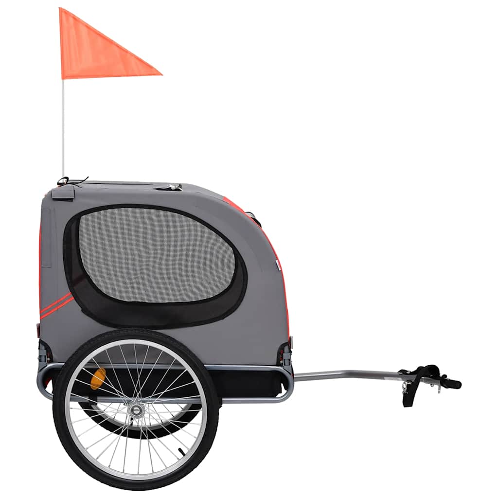 Remolque de bicicleta para mascotas rojo y negro