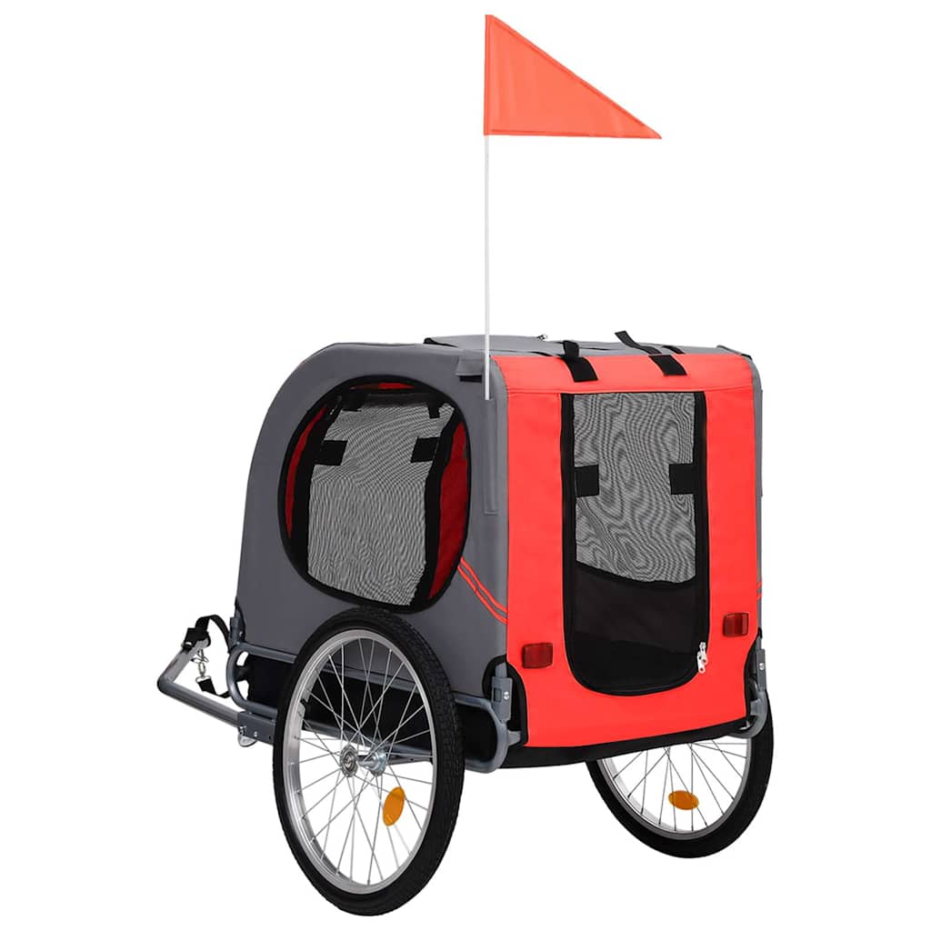 Remolque de bicicleta para mascotas rojo y negro