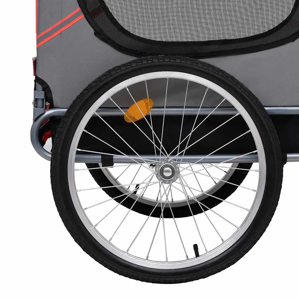 Remolque de bicicleta para mascotas rojo y negro