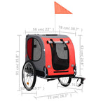 Remolque de bicicleta para mascotas rojo y negro