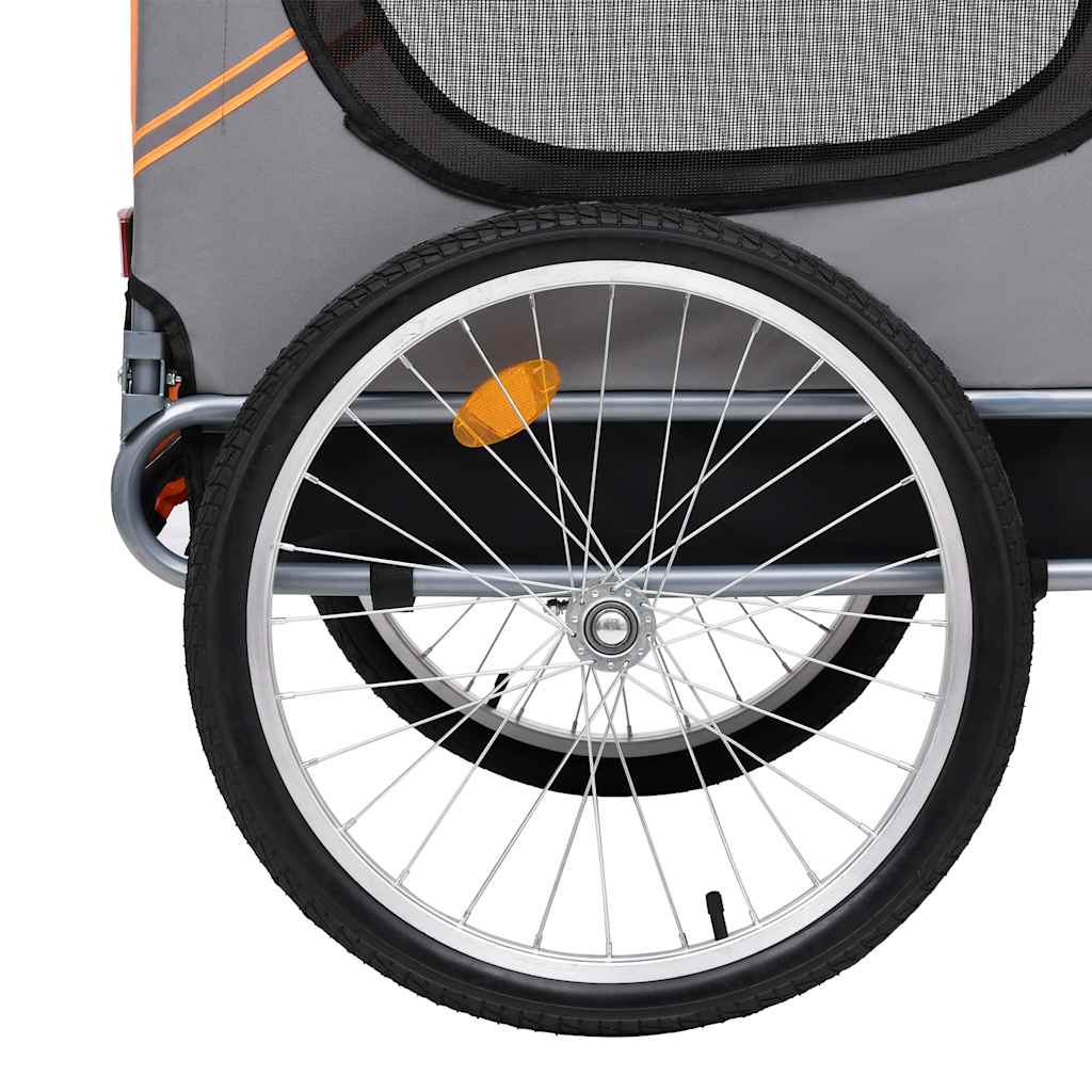 Remolque de bicicleta para mascotas naranja y gris