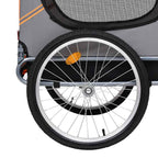 Remolque de bicicleta para mascotas naranja y gris