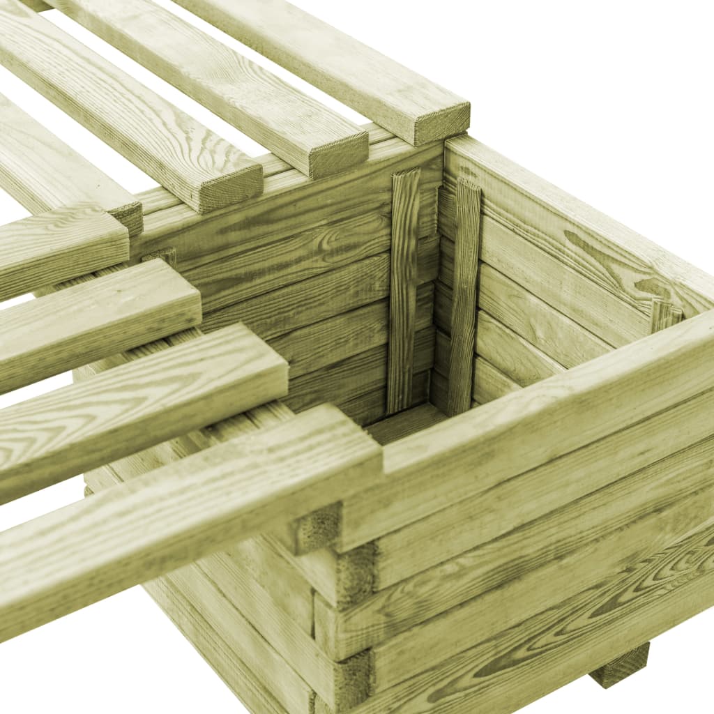 Banco de jardín con jardineras de madera de pino impregnada