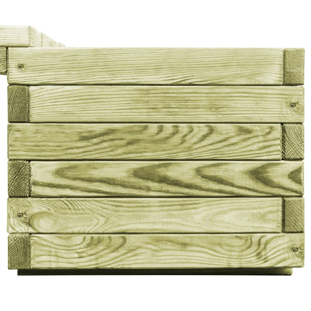 Banco de jardín con jardineras de madera de pino impregnada