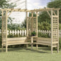 Pérgola de esquina con banco madera de pino impregnada