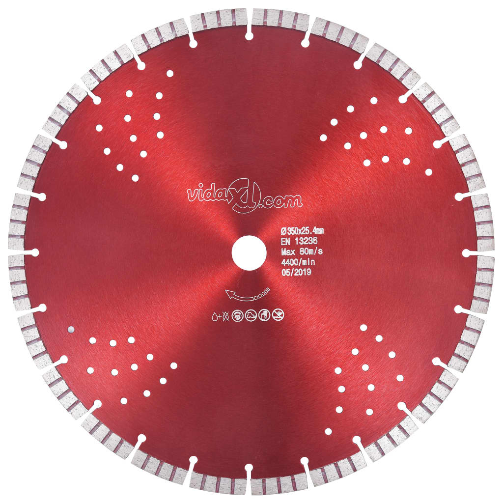 Disco de corte de diamante con turbo y agujeros acero 300 mm