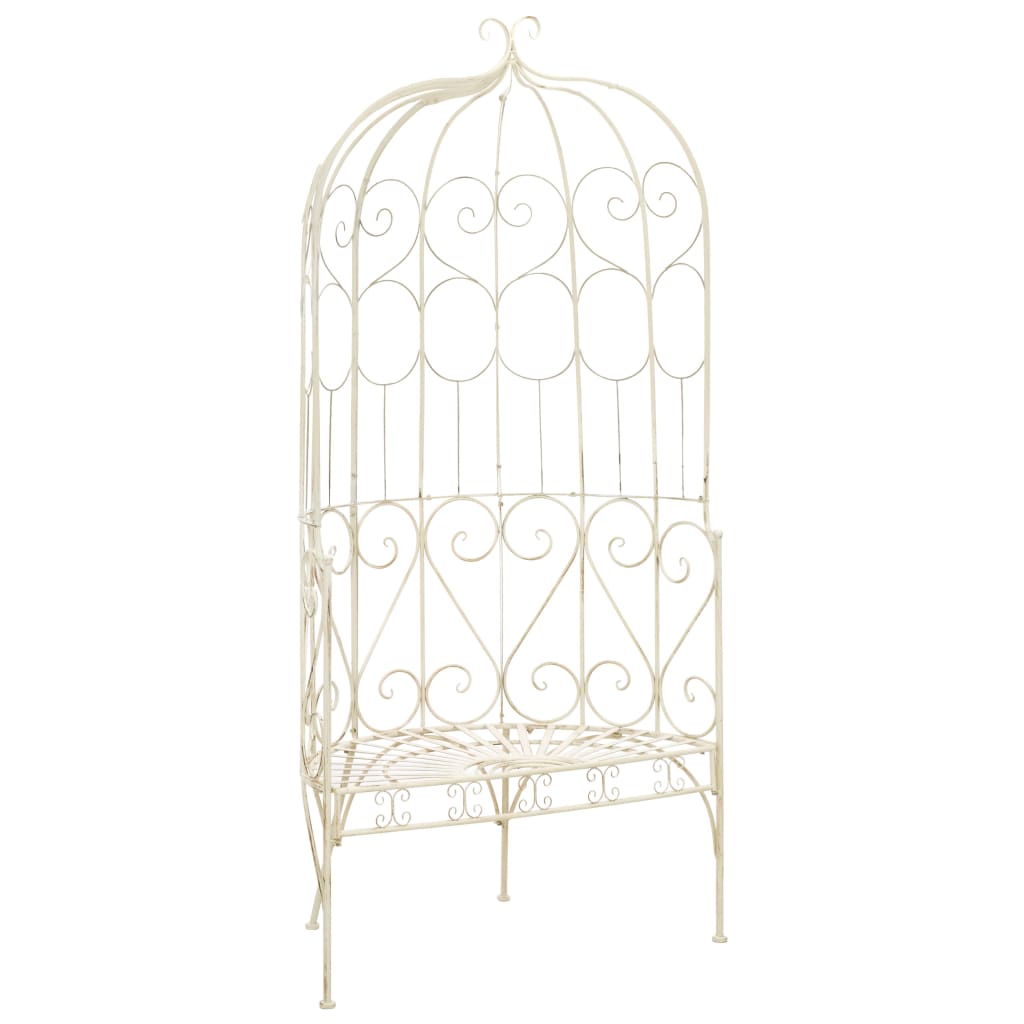Banco de jardín metal blanco envejecido 104 cm