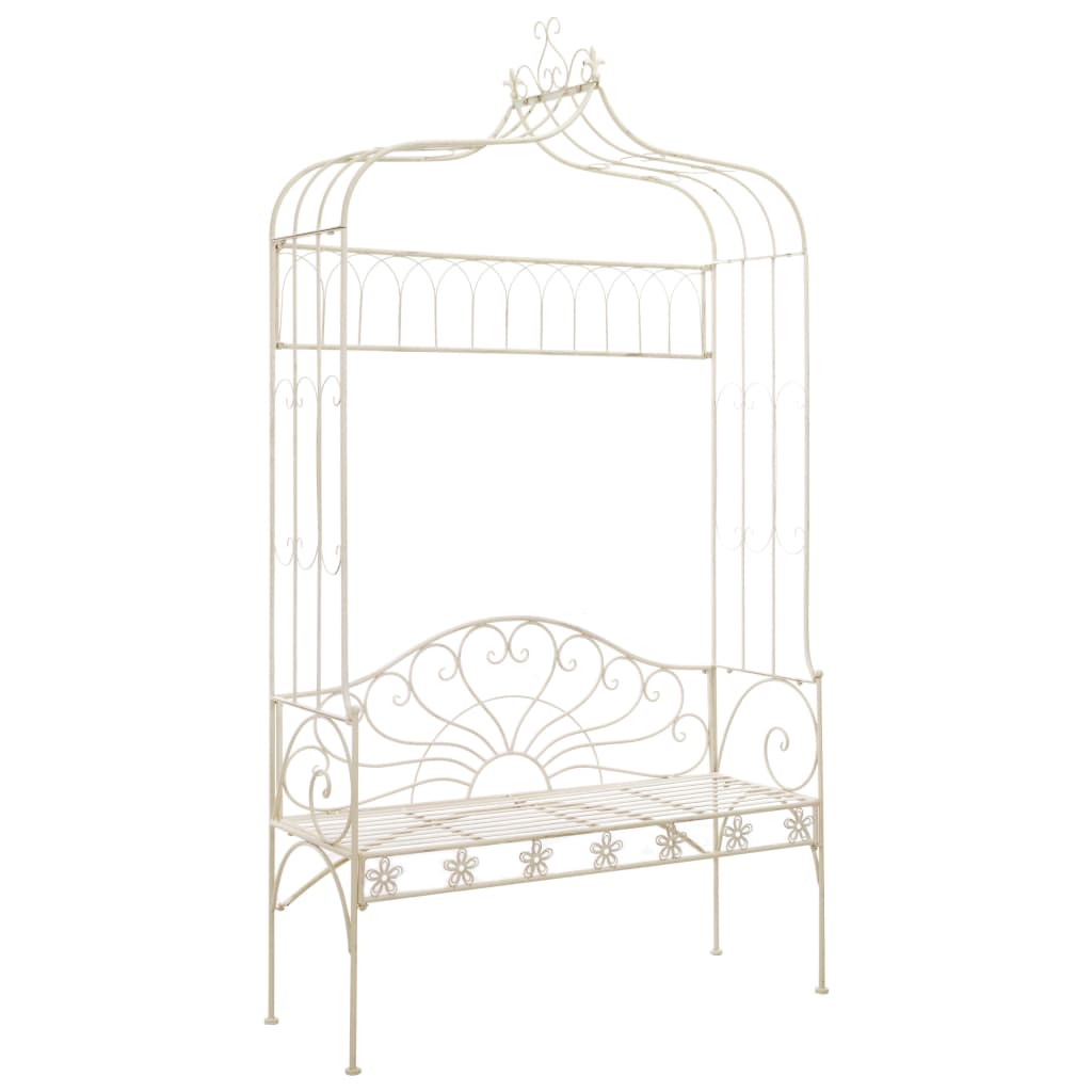 Banco de jardín metal blanco envejecido 104 cm