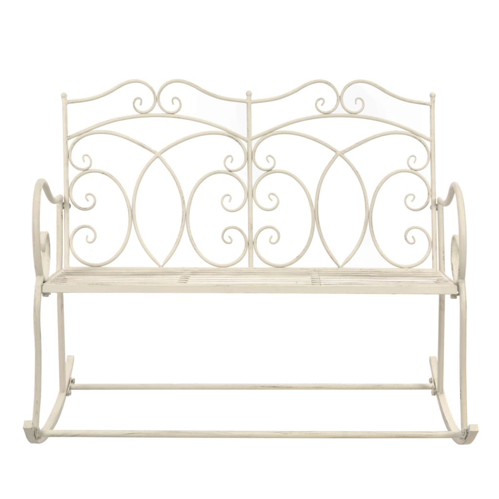 Banco de jardín metal blanco envejecido 104 cm