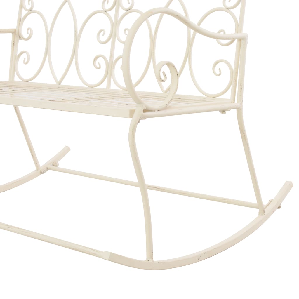 Banco de jardín metal blanco envejecido 104 cm