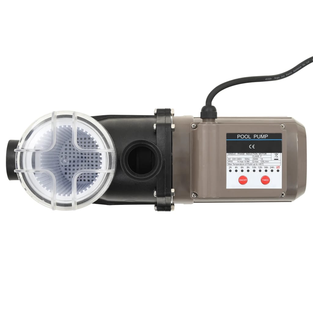 Bomba de piscina con temporizador negra 0,25 HP 8000 L/h