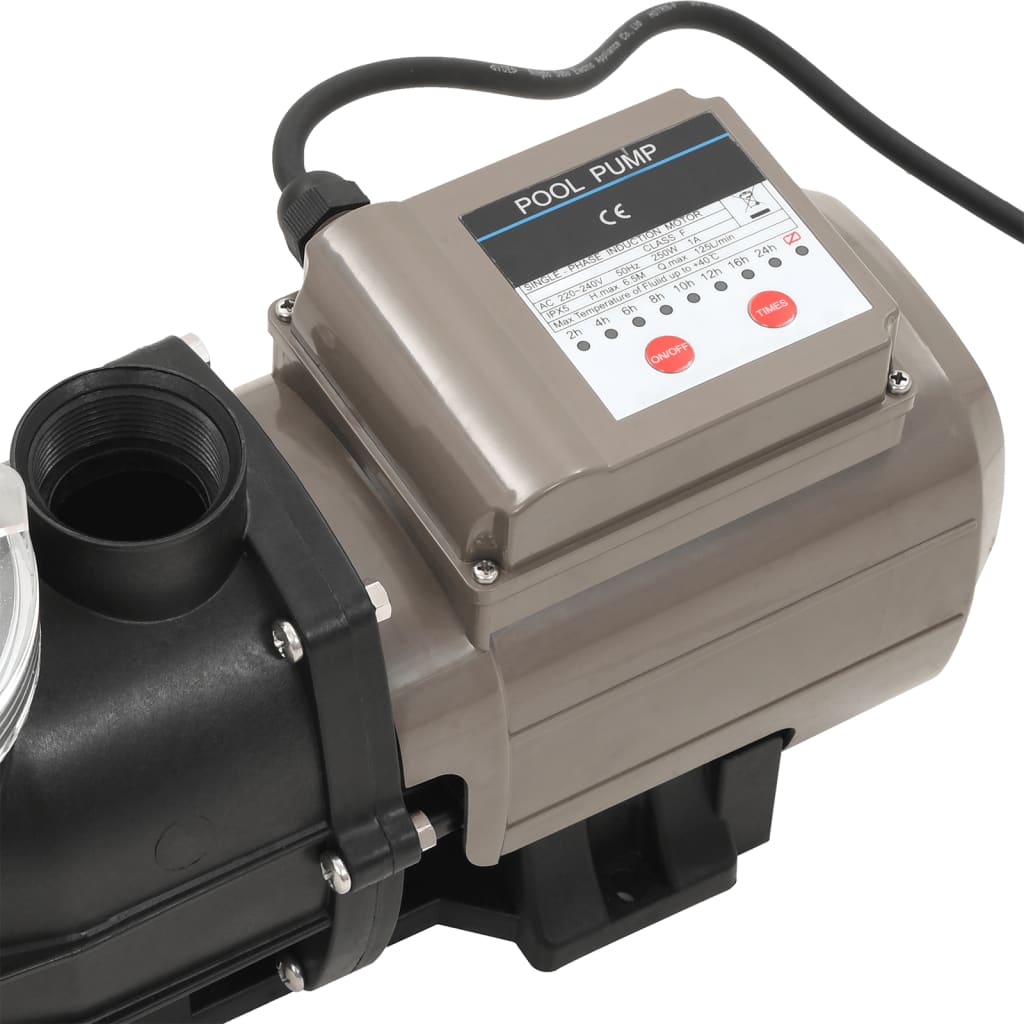 Bomba de piscina con temporizador negra 0,25 HP 8000 L/h