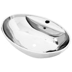 Lavabo con rebosadero 58,5x39x21 cm cerámica plateado