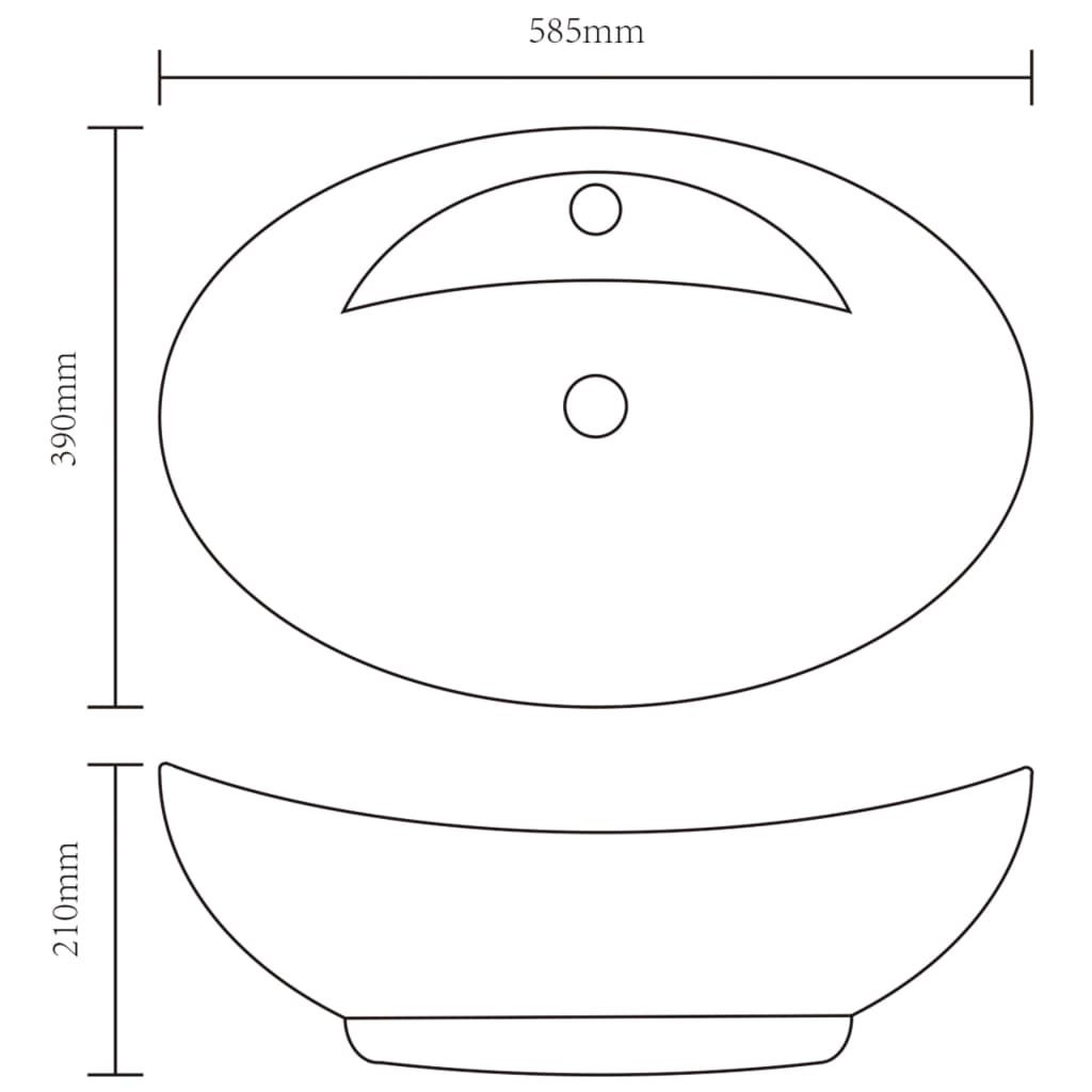 Lavabo con rebosadero 58,5x39x21 cm cerámica plateado