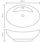 Lavabo con rebosadero 58,5x39x21 cm cerámica plateado