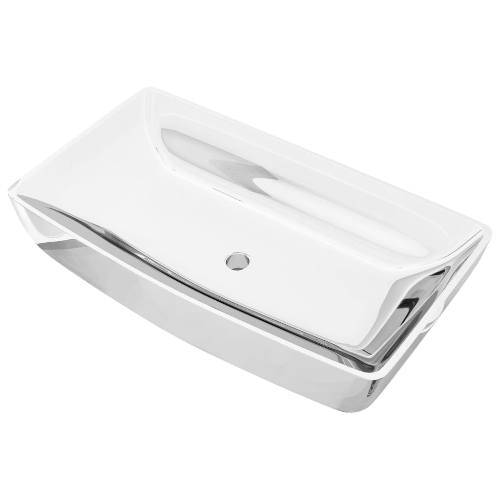 Lavabo 71x38x13,5 cm cerámica plateado