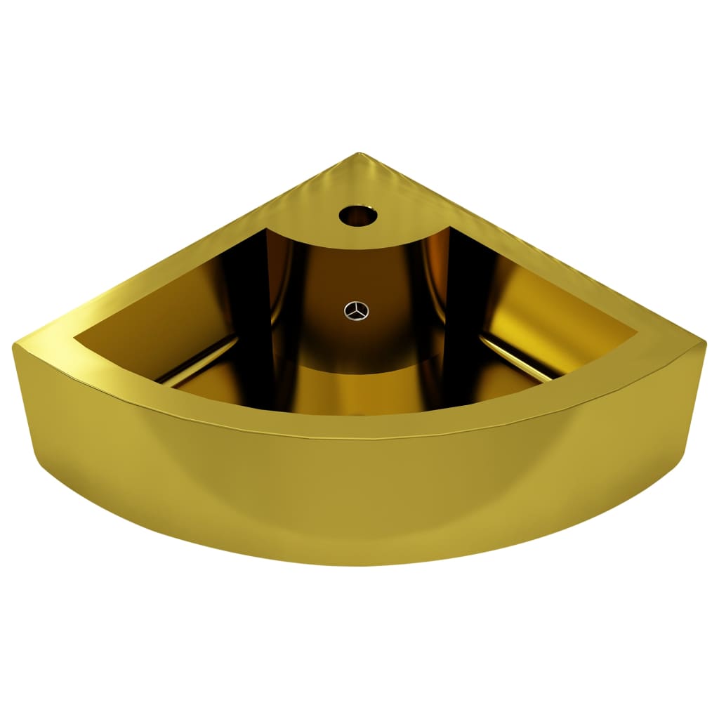 Lavabo con rebosadero 45x32x12,5 cm cerámica dorado