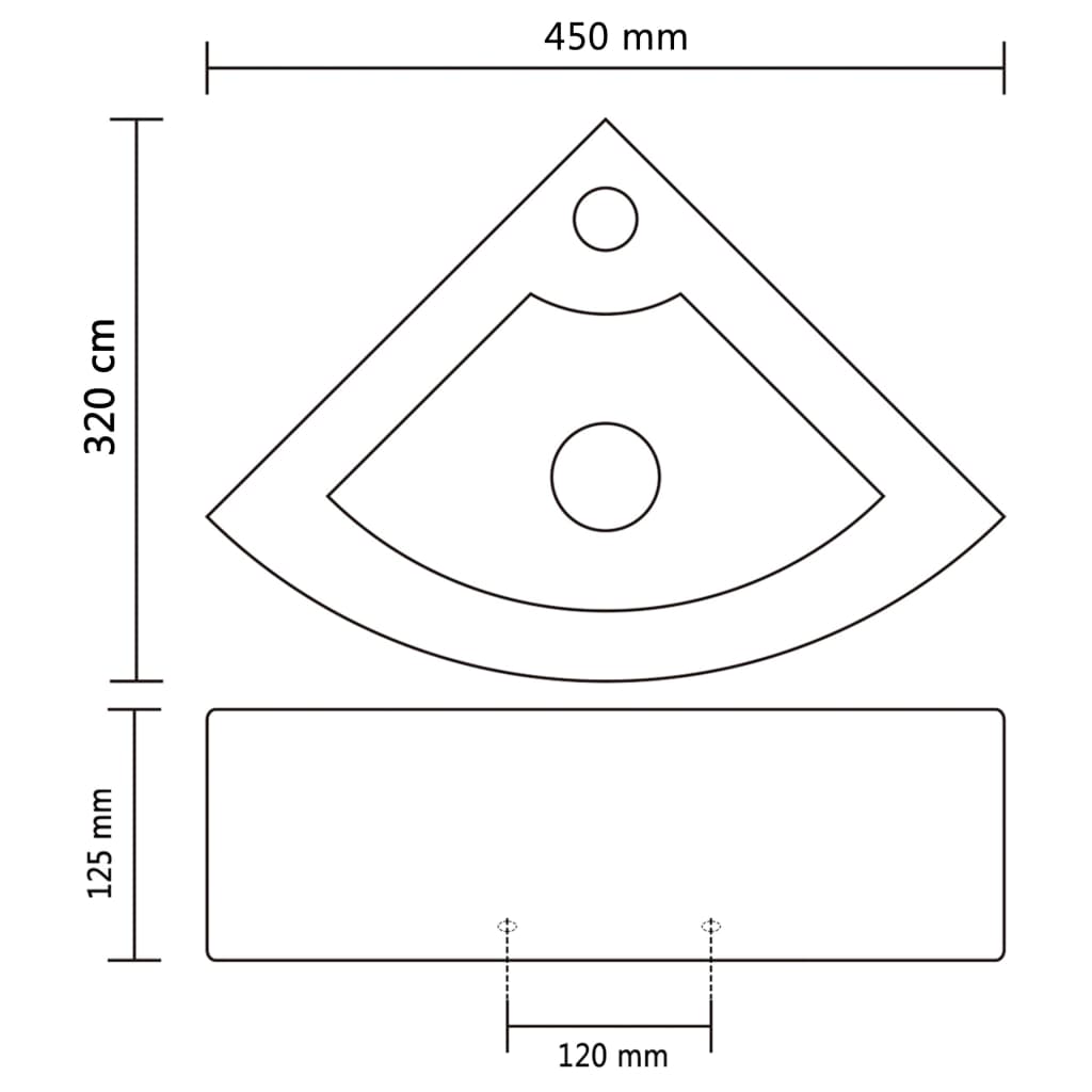 Lavabo con rebosadero 45x32x12,5 cm cerámica dorado