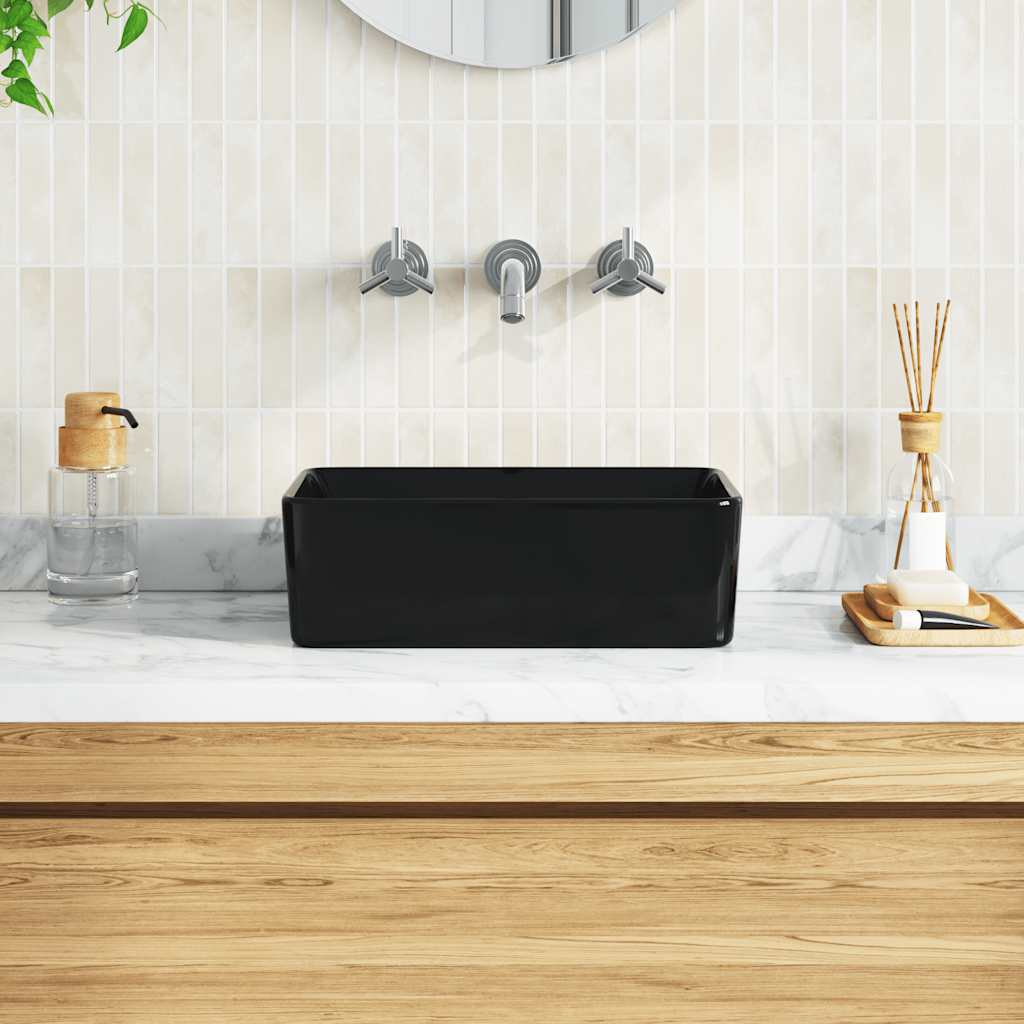 Lavabo 40x30x13 cm cerámica negro