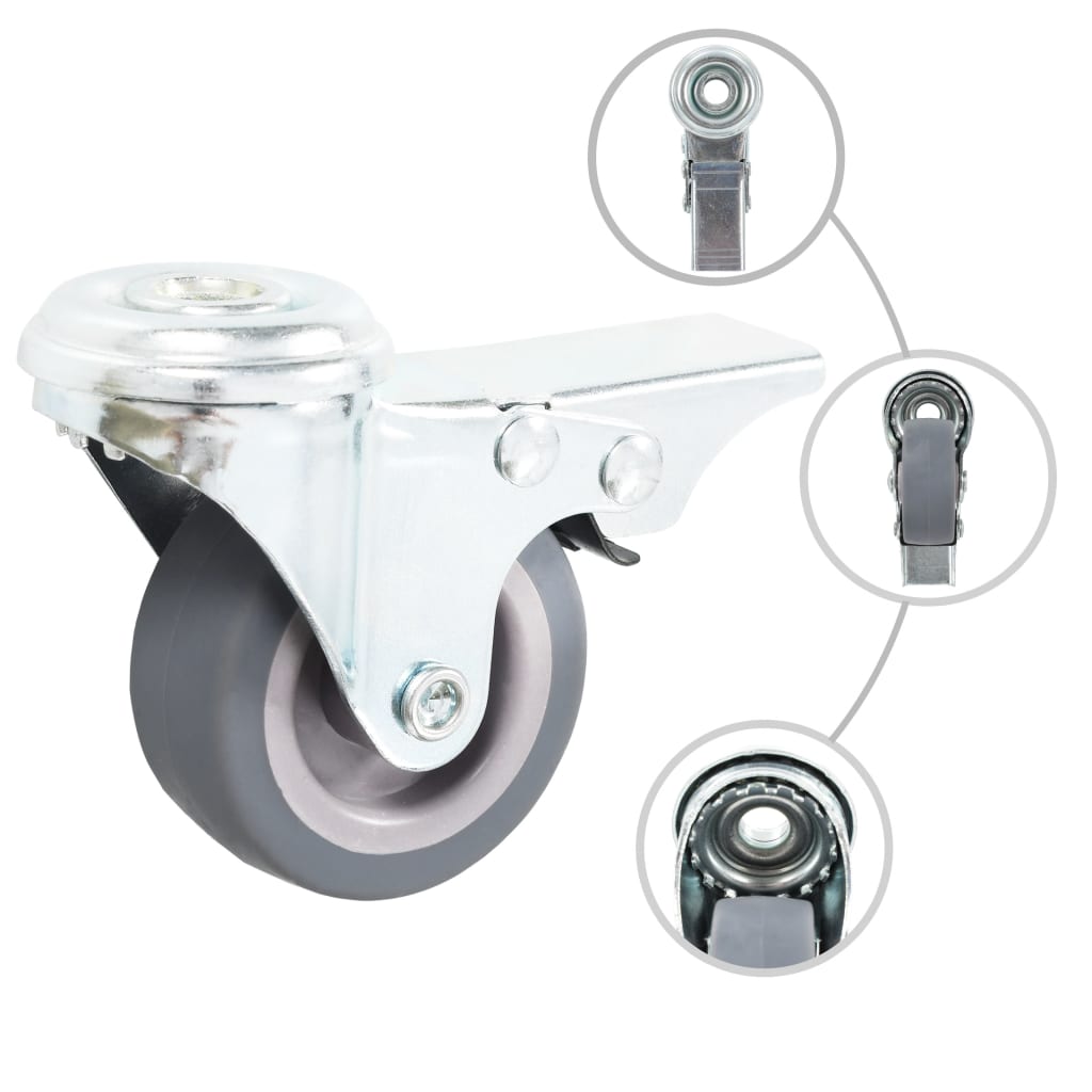Ruedas giratorias agujero pasador y frenos dobles 4 uds 50 mm