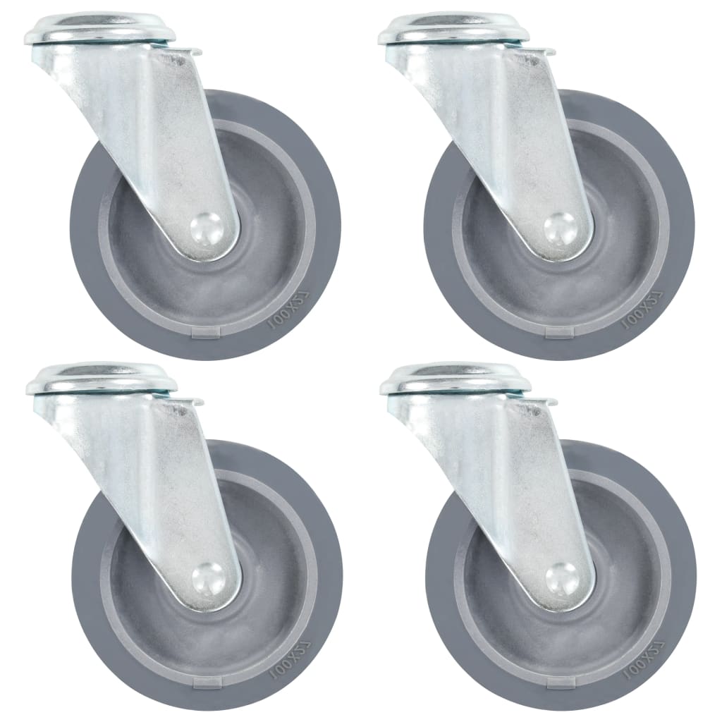 Ruedas giratorias con agujero pasador 4 unidades 100 mm